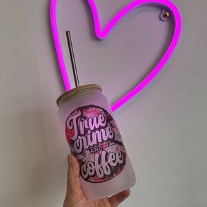 True Crime and Coffee Frosted Tumbler with Straw
